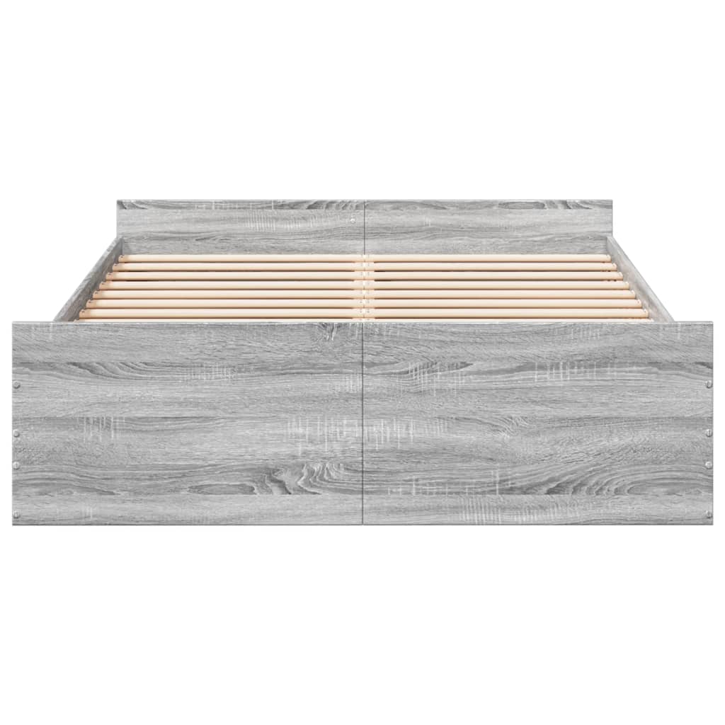 Bed Frame with Drawers without Mattress Grey Sonoma 135x190 cm Double