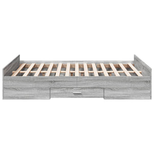 Bed Frame with Drawers Grey Sonoma 135x190 cm Double Engineered Wood