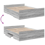 Bed Frame with Drawers Grey Sonoma 135x190 cm Double Engineered Wood