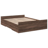 Bed Frame with Drawers without Mattress Brown Oak 135x190 cm Double