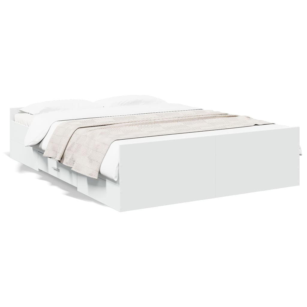 Bed Frame with Drawers without Mattress White 120x190 cm Small Double