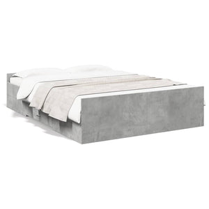 Bed Frame with Drawers without Mattress Concrete Grey 120x190 cm Small Double