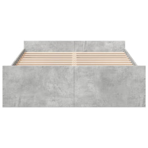 Bed Frame with Drawers without Mattress Concrete Grey 120x190 cm Small Double