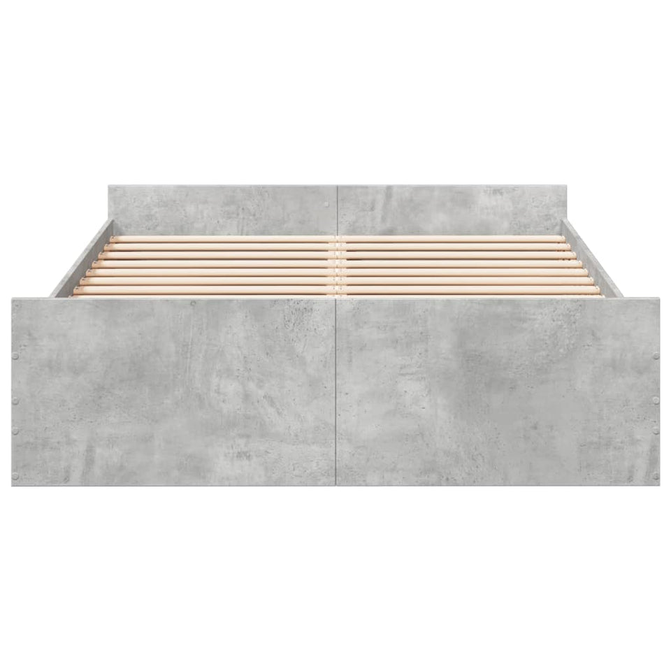 Bed Frame with Drawers without Mattress Concrete Grey 120x190 cm Small Double