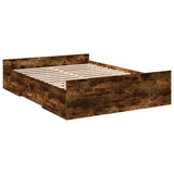 Bed Frame with Drawers without Mattress Smoked Oak 120x190 cm Small Double