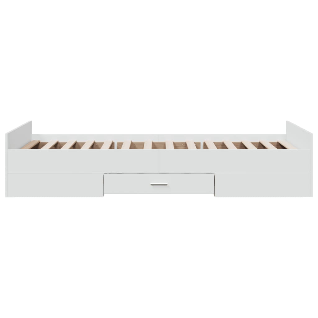 Bed Frame with Drawers without Mattress White 100x200 cm
