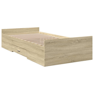 Bed Frame with Drawers without Mattress Sonoma Oak 100x200 cm