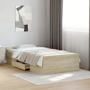 Bed Frame with Drawers without Mattress Sonoma Oak 100x200 cm