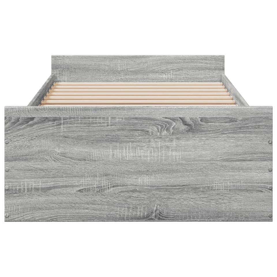 Bed Frame with Drawers Grey Sonoma 100x200 cm Engineered Wood