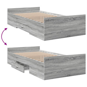 Bed Frame with Drawers Grey Sonoma 100x200 cm Engineered Wood