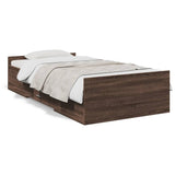 Bed Frame with Drawers without Mattress Brown Oak 100x200 cm