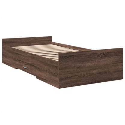 Bed Frame | Brown Oak | Engineered Wood | Single | Storage