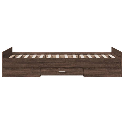 Bed Frame | Brown Oak | Engineered Wood | Single | Storage