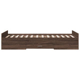 Bed Frame with Drawers without Mattress Brown Oak 100x200 cm