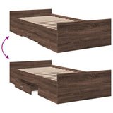 Bed Frame with Drawers without Mattress Brown Oak 100x200 cm