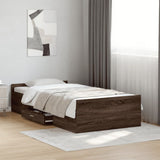 Bed Frame with Drawers without Mattress Brown Oak 100x200 cm