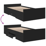 Bed Frame with Drawers without Mattress Black 90x190 cm Single