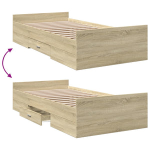 Bed Frame with Drawers Sonoma Oak 90x190 cm Single Engineered Wood