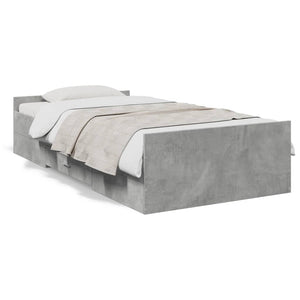 Bed Frame with Drawers without Mattress Concrete Grey 90x190 cm Single