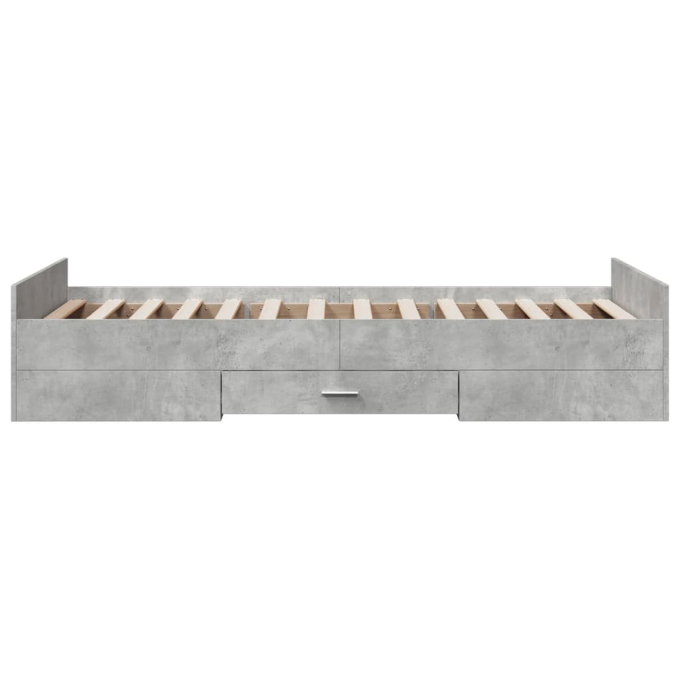 Bed Frame with Drawers without Mattress Concrete Grey 90x190 cm Single