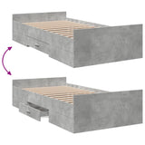 Bed Frame with Drawers without Mattress Concrete Grey 90x190 cm Single