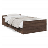 Bed Frame with Drawers without Mattress Brown Oak 90x190 cm Single