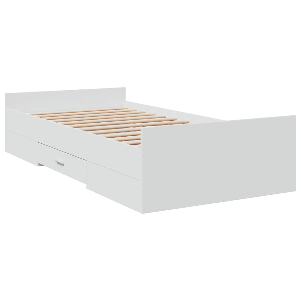 Bed Frame with Drawers without Mattress White 75x190 cm Small Single