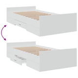 Bed Frame with Drawers without Mattress White 75x190 cm Small Single