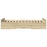 Bed Frame with Drawers without Mattress Sonoma Oak 75x190 cm Small Single