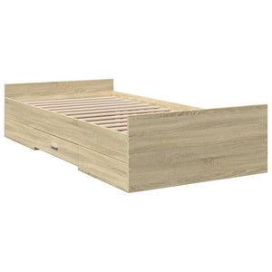 Bed Frame with Drawers without Mattress Sonoma Oak 75x190 cm Small Single