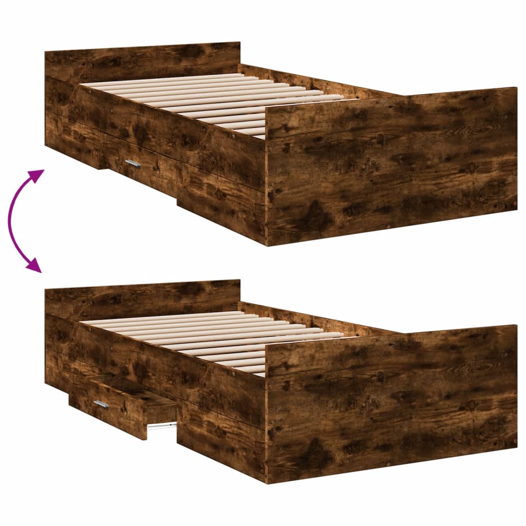 Bed Frame | Smoked Oak | Engineered wood, Plywood | Small Single