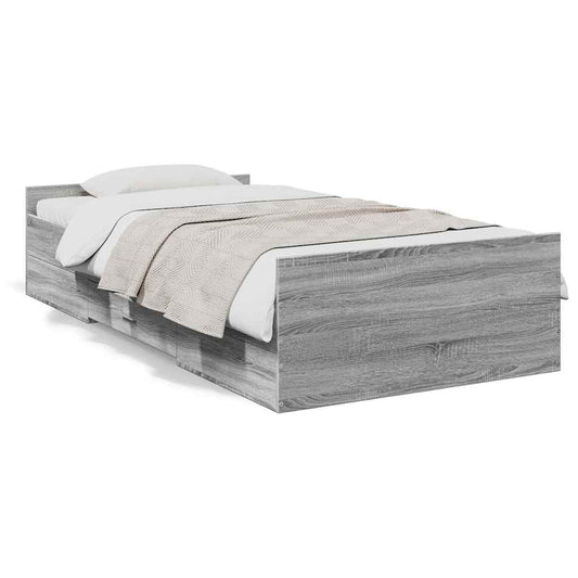 Bed Frame with Drawers without Mattress Grey Sonoma 75x190 cm Small Single