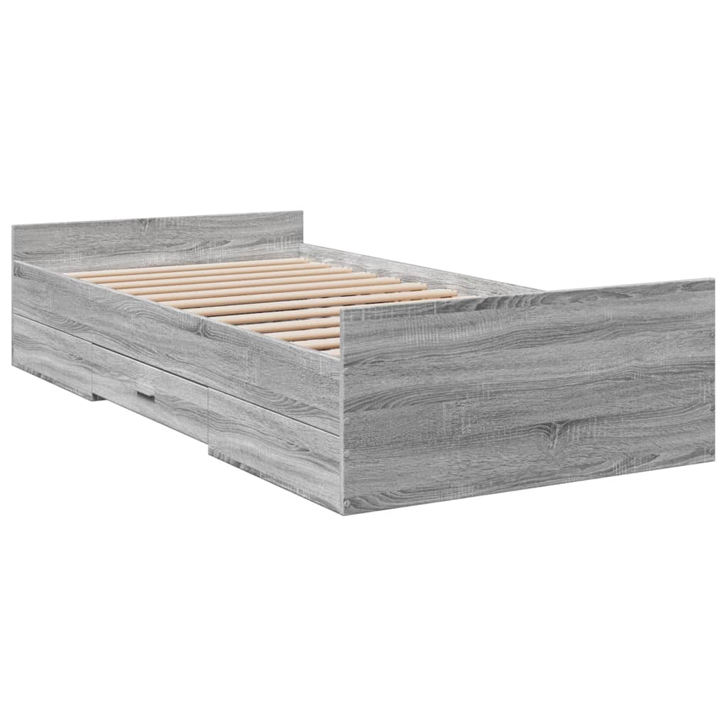 Bed Frame | Grey Sonoma | Engineered Wood | 75 x 190 cm Small Single