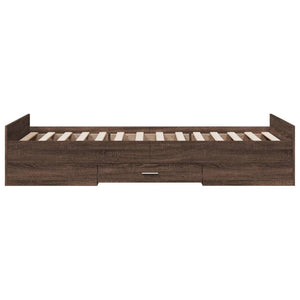 Bed Frame with Drawers without Mattress Brown Oak 75x190 cm Small Single