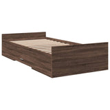 Bed Frame with Drawers without Mattress Brown Oak 75x190 cm Small Single