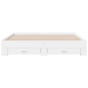 Bed Frame with Drawers White 200x200 cm Engineered Wood