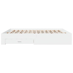 Bed Frame with Drawers White 200x200 cm Engineered Wood