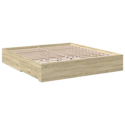 Bed Frame with Drawers without Mattress Sonoma Oak 200x200 cm