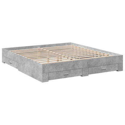 Bed Frame with Drawers without Mattress Concrete Grey 200x200 cm