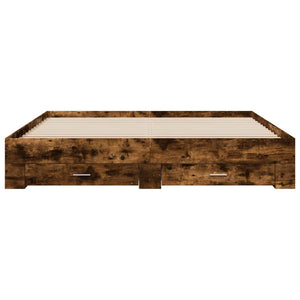 Bed Frame with Drawers without Mattress Smoked Oak 200x200 cm