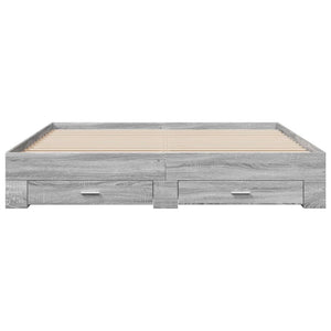 Bed Frame with Drawers without Mattress Grey Sonoma 200x200 cm