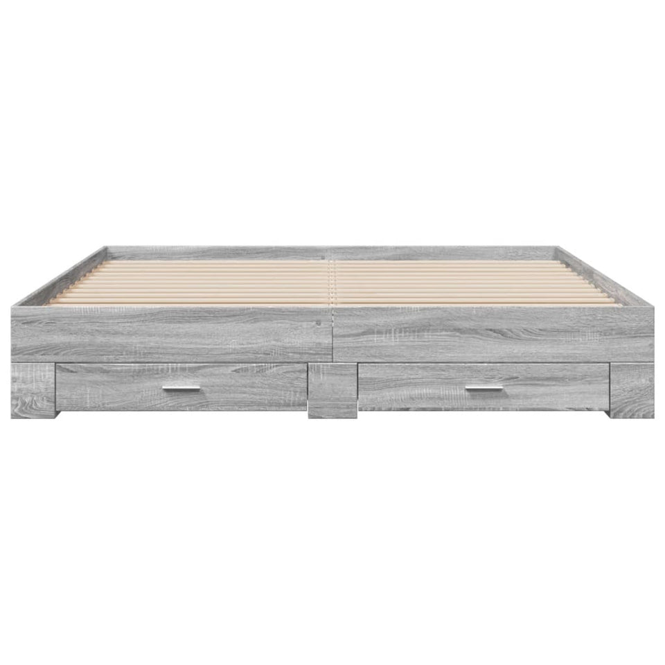 Bed Frame with Drawers without Mattress Grey Sonoma 200x200 cm