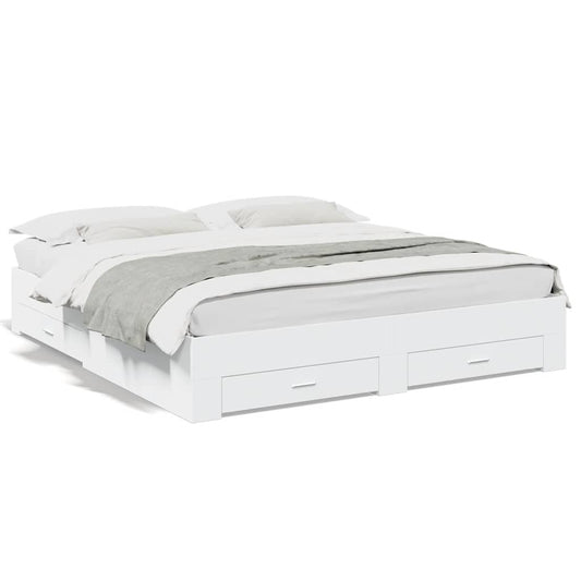 Bed Frame with Drawers without Mattress White 180x200 cm Super King