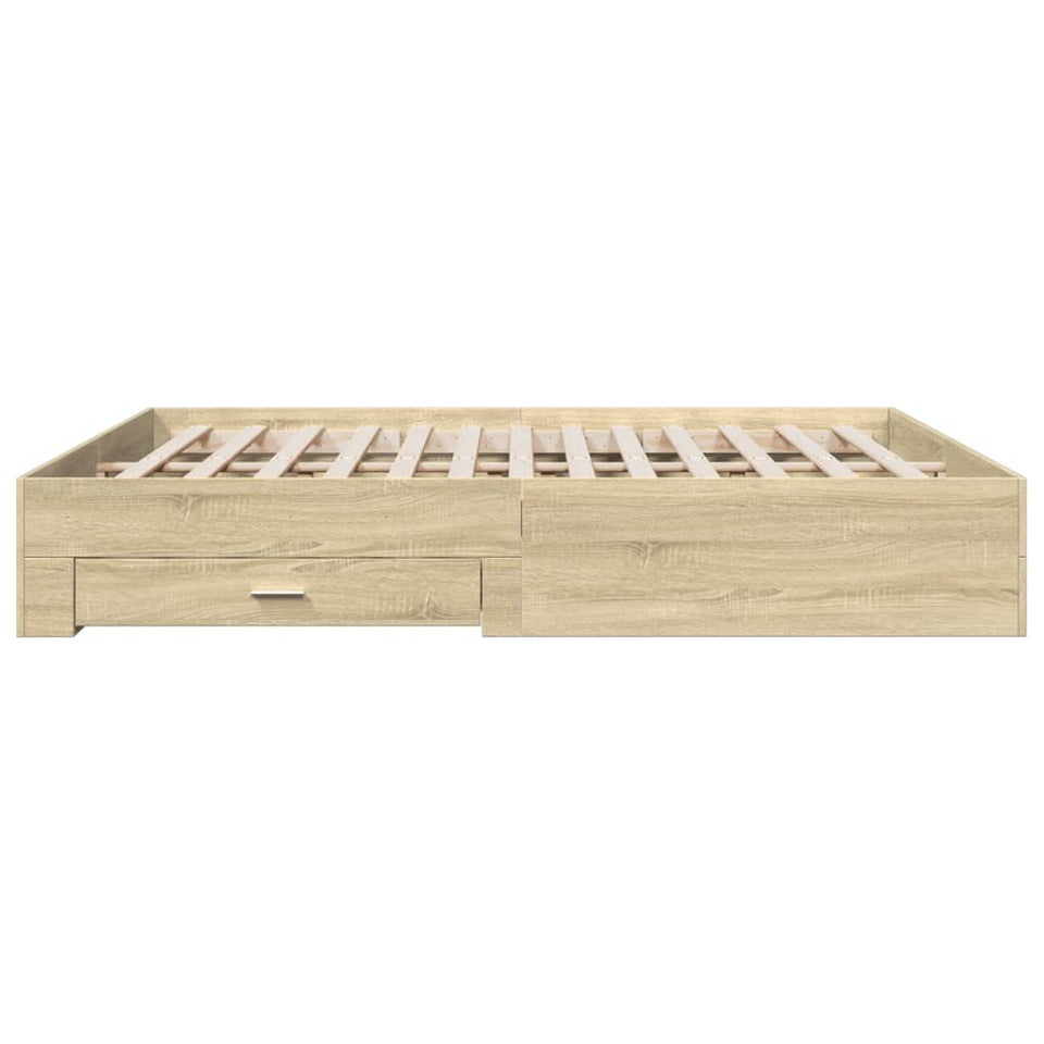 Bed Frame with Drawers without Mattress Sonoma Oak 180x200 cm Super King