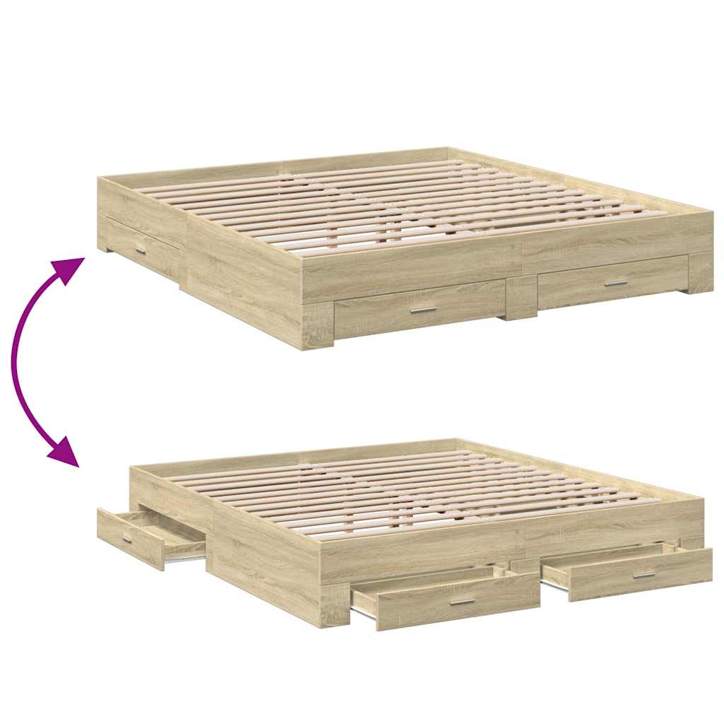 Bed Frame | Sonoma oak | Engineered wood | Super King Size | Bed Frame