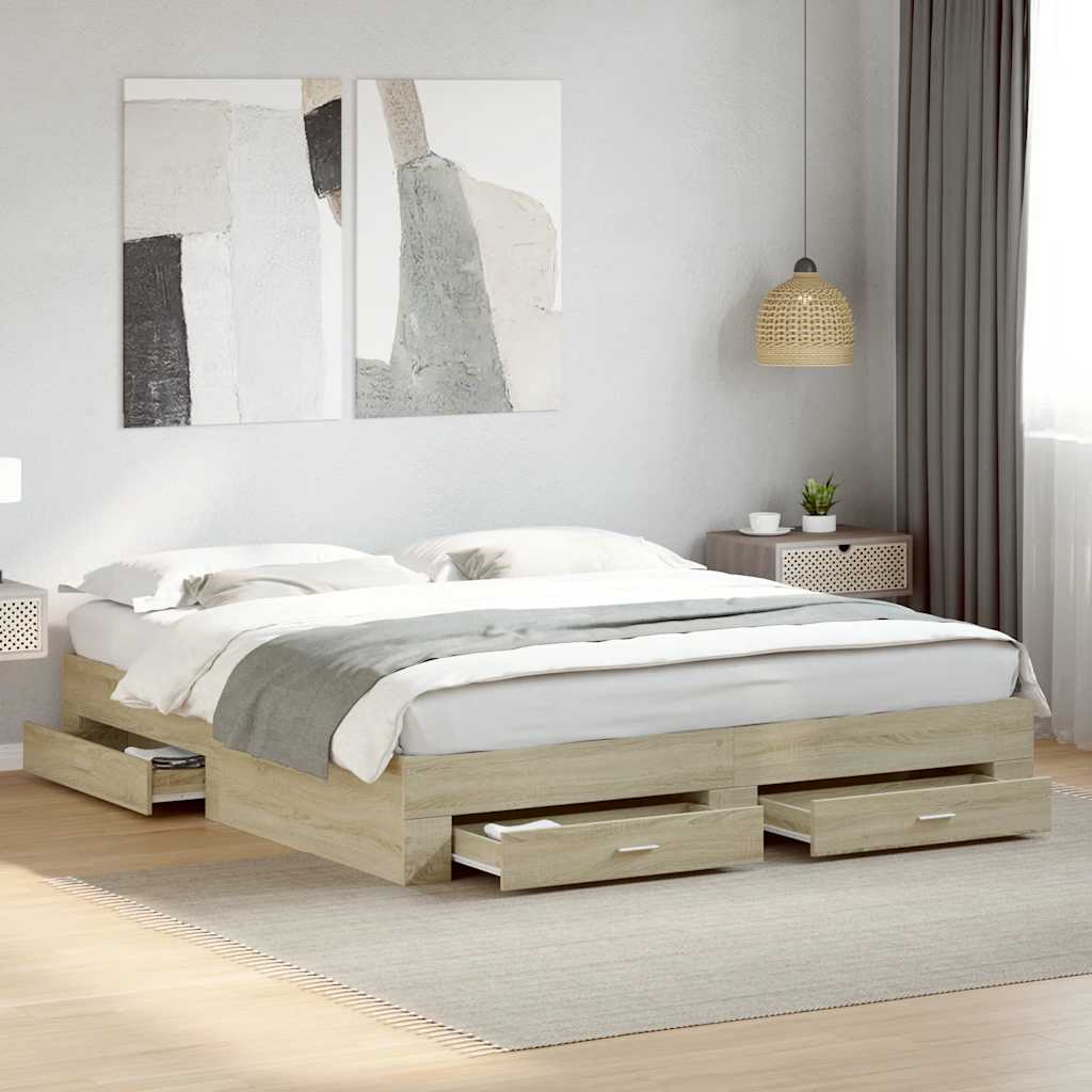 Bed Frame | Sonoma oak | Engineered wood | Super King Size | Bed Frame