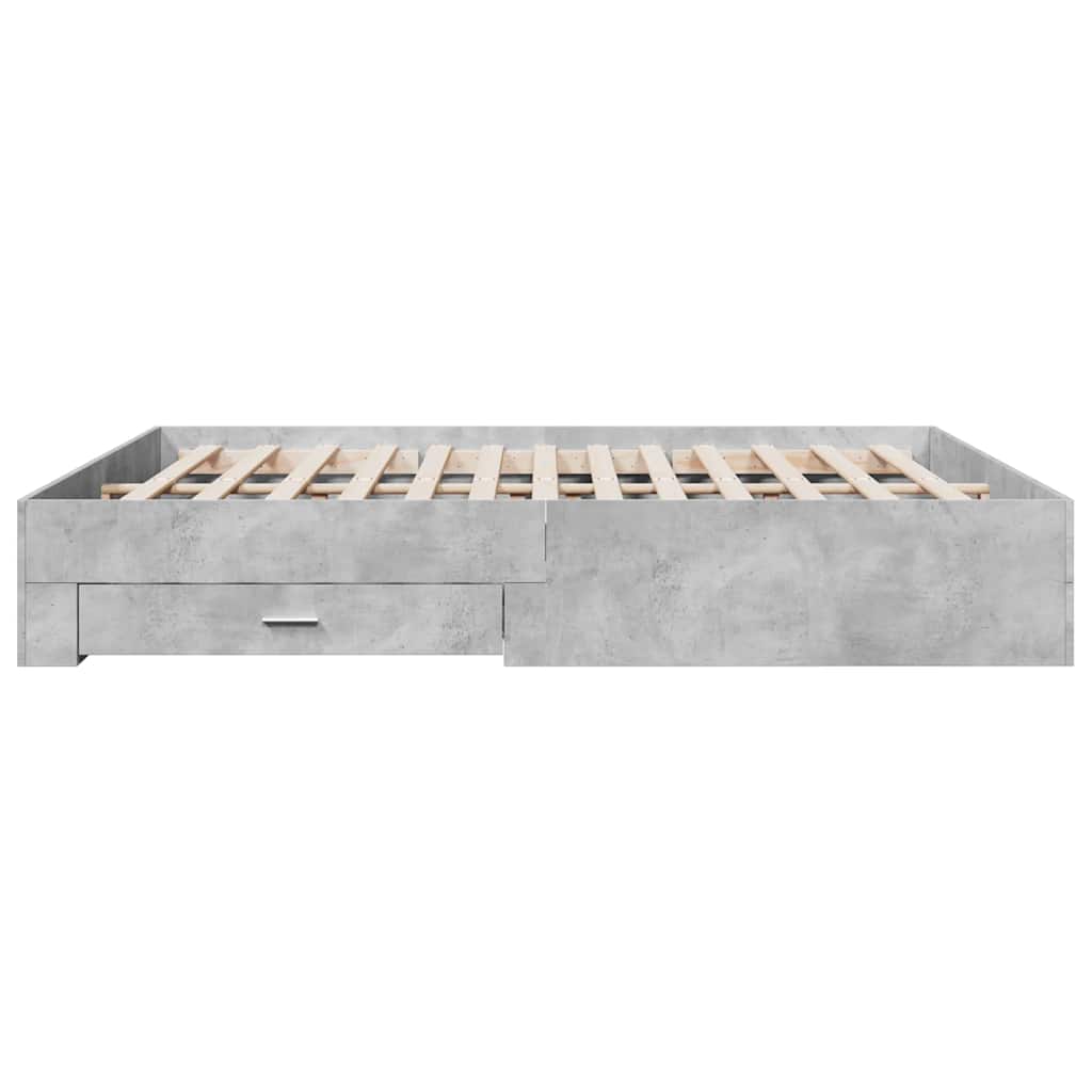 Bed Frame with Drawers without Mattress Concrete Grey 180x200 cm Super King