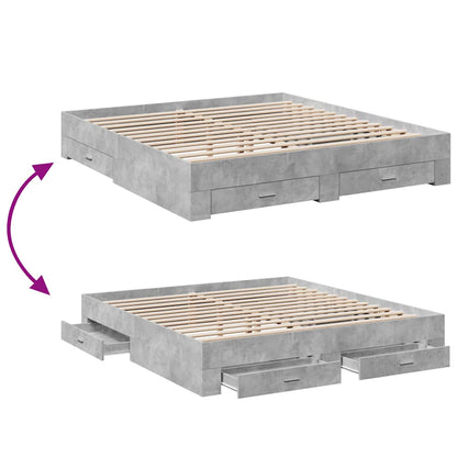 Bed Frame with Drawers without Mattress Concrete Grey 180x200 cm Super King