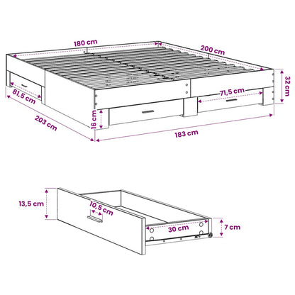Bed Frame | Smoked Oak | Engineered Wood | Super King | Bed Frame
