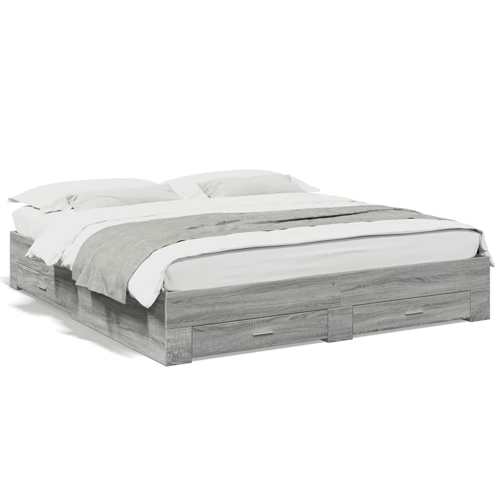 Bed Frame | Grey Sonoma | Engineered wood, Plywood